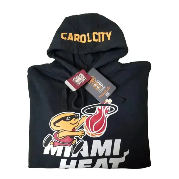 NWT NBA Hardwood Classic Mitchell & Ness Denzel Curry x Miami Heat Hoodie XL - Picture 3 of 6